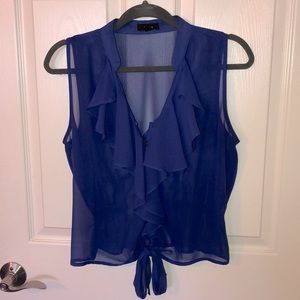 Cobalt Blue Ruffle Blouse